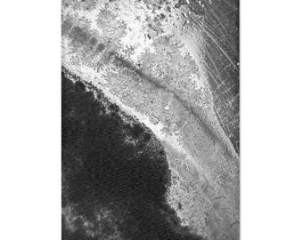 Abstract Coastal Aerial Print Area Rug | Black White Ocean Shoreline