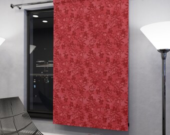 Vintage Red Floral Pattern Window Curtain | Botanicals Drapery Panel