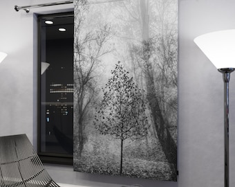 Abstract Soft Botanicals Curtain | Blurred Floral Window Panel