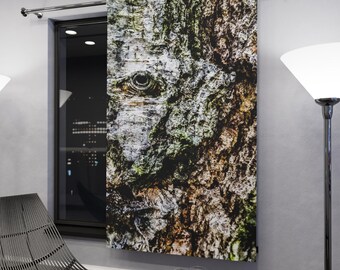 Tree Bark Texture Window Curtain | Forest Nature Print Panel