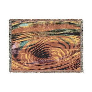 Wood Grain Swirl Woven Blanket | Rustic Tree Ring Pattern