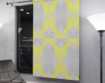 Yellow Gray Geometric Circles Window Curtain | ModernPanel