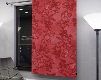 Red Floral Vine Curtain Panel | Window Curtain