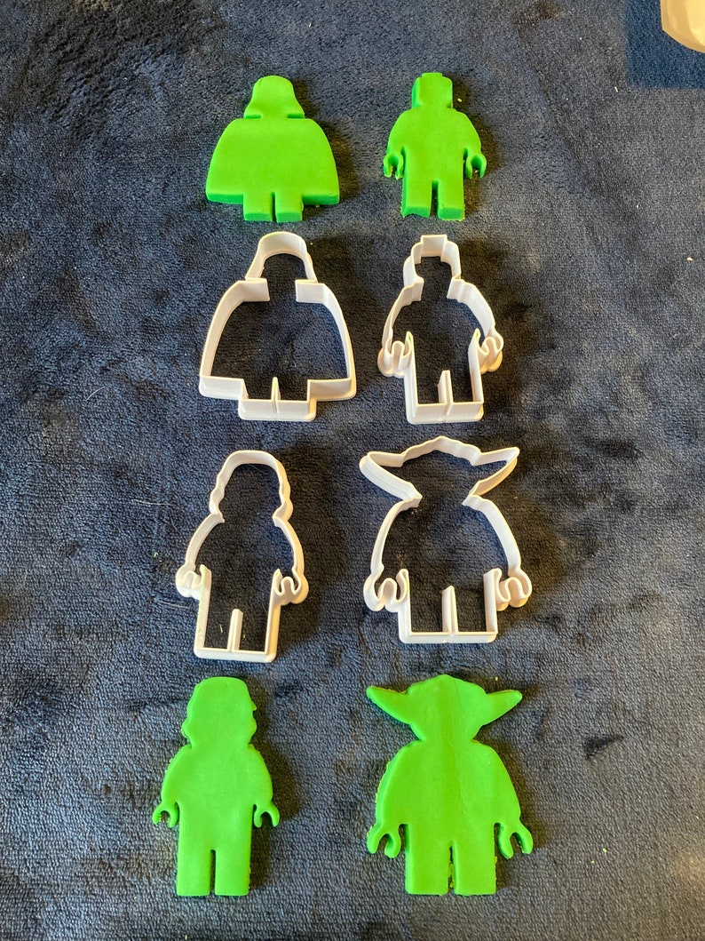 LEGO set of Star Wars Minifigures cookie cutters, including Yoda, Luke, Darth Vader