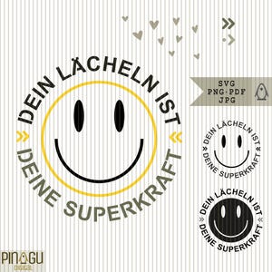SVG y PNG - Smiley "Tu sonrisa es tu superpoder" - Perfecto para plotters y proyectos de bricolaje