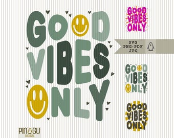 SVG & PNG lettering "Good Vibes Only" – Perfect for plotters and DIY projects