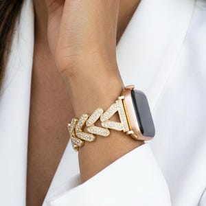 Gold Apple Watch Band 38mm 41mm 42mm 44mm 45mm 46mm 49mm, Luxury Bracelet Band for iWatch Series 10 9 8 7, Elegant Smartwatch Band for Women