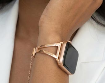 Gold Band For Apple Watch Series 12 11 10 9 8, Custom Gold iWatch Band 38mm 40mm 41mm 42mm 45mm 49mm Watch Band Bracelet, Gift For Her, I25