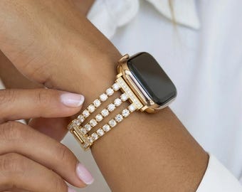 Gold Apple Watch Band 38mm 41mm 42mm 45mm 46mm 49mm, Luxury Bracelet Band for iWatch Series 12 11 10 9 8, Elegant Smartwatch Band for Women