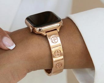 Gold Cuff Apple Watch Band 38mm 40mm 41mm 42mm 44mm 45mm 49mm, Bangle iWatch Band for Series 12 11 10 9 8 7, Luxury Bracelet, Gift for Her