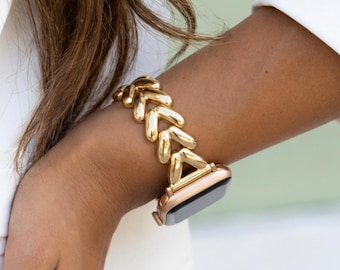 Guldfärgat Apple Watch-armband 38 mm 40 mm 41 mm 44 mm 45 mm 49 mm, iWatch-armband för serie 10 9 8 7, Apple Watch-smyckesarmband, perfekt present till henne