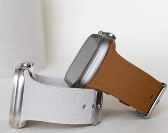 Silikonarmband mit Krokodilmuster für Apple Watch Series 12, 11, 10, 9, 8, 7 (38 mm, 40 mm, 41 mm, 42 mm, 44 mm, 45 mm, 49 mm), wasserdicht, Geschenkidee
