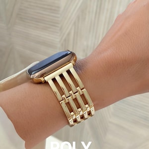 Gold Link Apple Watch Band 38mm 40mm 41mm 42mm 44mm 45mm 49mm, iWatch Band for Series 10 9 8 7, Apple Watch Jewelry Bracelet, Gift for her