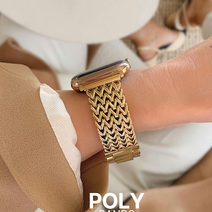 Gold Apple Watch Band 38mm 40mm 41mm 42mm 44mm 45mm 49mm, iWatch Band for Series 10 9 8 7, Apple Watch Jewelry Bracelet, Gift for her
