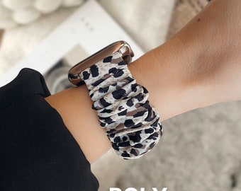 Cute Scrunchie Apple Watch Band 41mm 42mm 45mm 49mm 38mm 40mm, iWatch Band for women, Cheetah Leopard Watch Band, Series 9 8 7 SE ULTRA