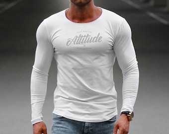 Mens Long Sleeve Shirt: Stretch Cotton Street Fashion Top