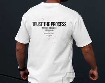 Mens Oversized T-Shirt: "Trust the Process" Ink Splashes, Stretch Cotton