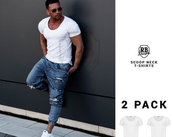Men's T-Shirts (2 Pack) Scoop Neck - Stretch Cotton