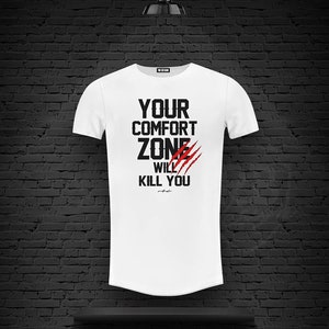 Comfort Zone Graphic T-Shirt: Stretch Cotton Gym Tee