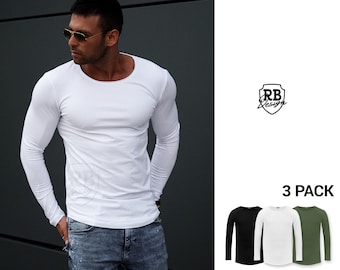 Super Deal - 3 Plain Men's Long Sleeve Shirts - Different colors / Stylish Winter clothing