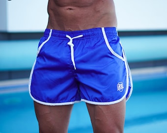 Mens Sky Blue Swimming Shorts: RB Design Elastic Waist Beachwear