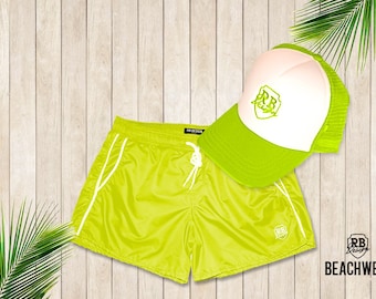 Neon Green Swim Trunks & Hat Bundle, RB Design