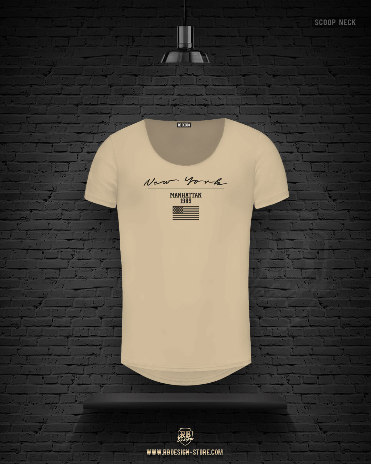 日本最大級 Scoop T-shirt Men's Neck Stretch Fit Slim / Flag York New / トップス