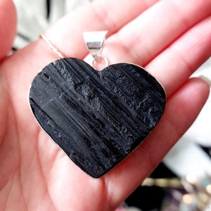 Tourmaline and 925 silver heart pendant - Natural stone jewelry