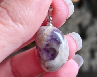 Amethyst chevron pendant Natural stone