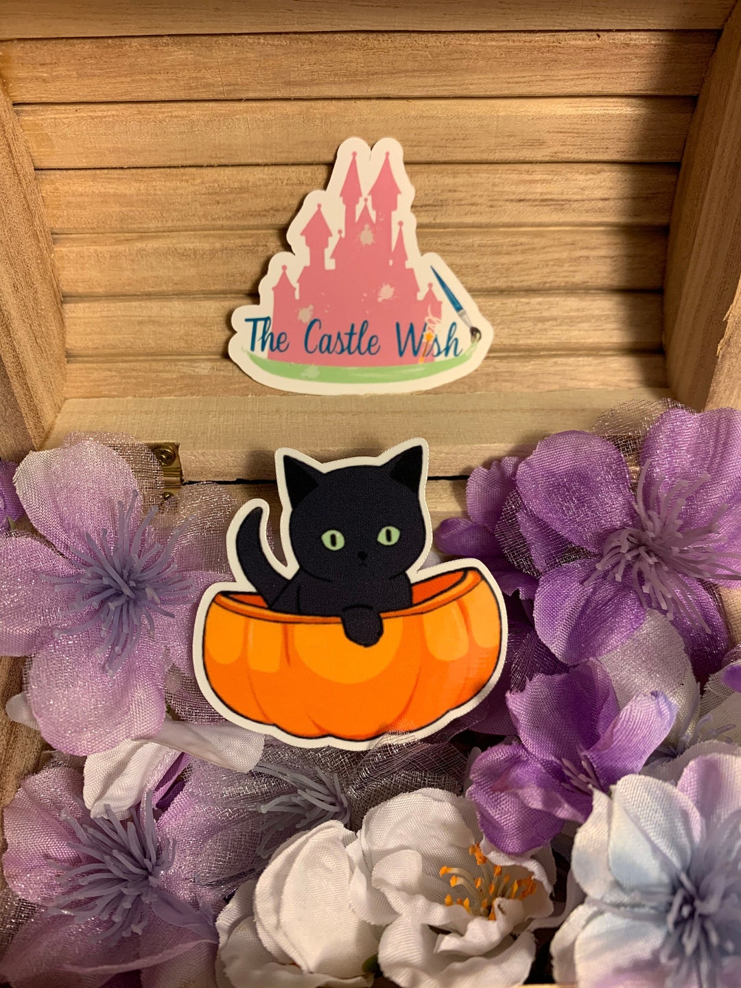 Fall Black Cat in a Pumpkin Vinyl Sticker | Water Bottle Tumblr, Laptop ...