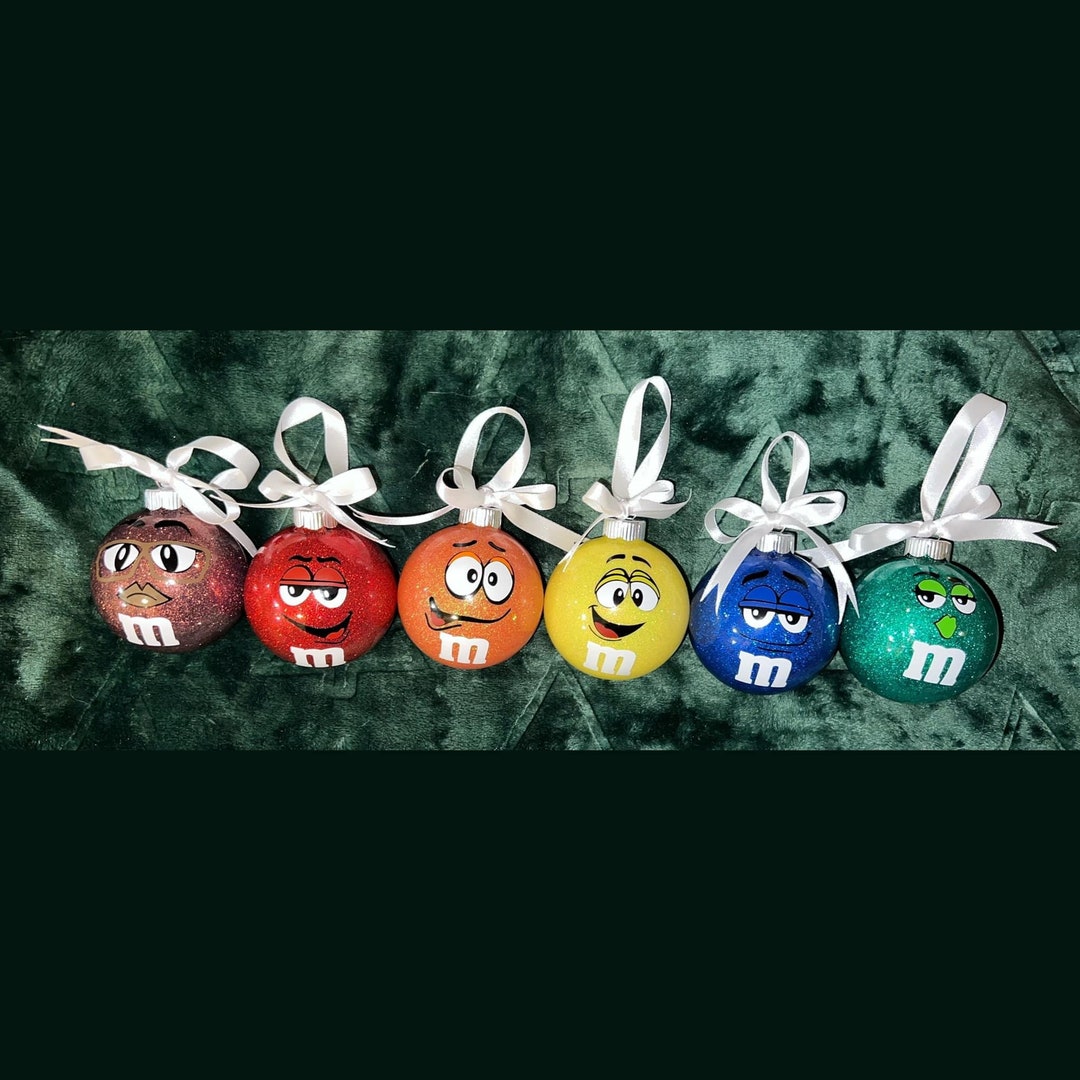 M&M Glitter Ornaments Etsy