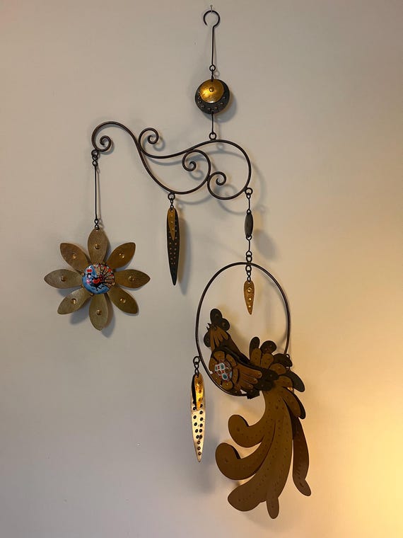 Cesar Vasquez Copper & Brass Rooster Mobile: Mid-century Modern