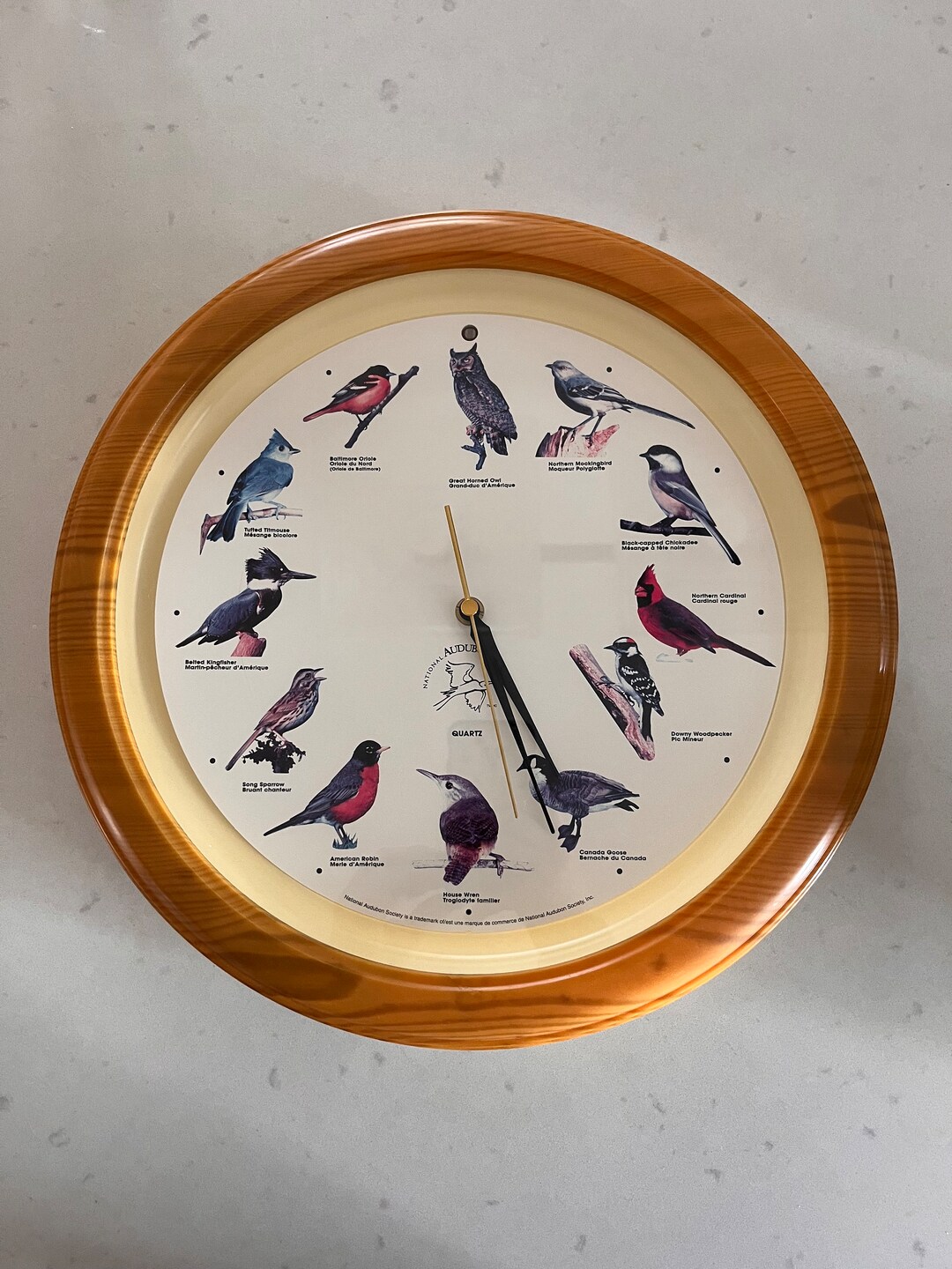 National Audubon Society Singing Bird Wall Clock 13 Bird Songs on the