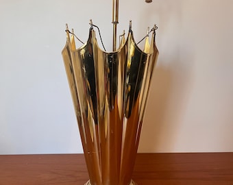 Brass Umbrella Stand - Entryway Decor - Boho Brass - 1970s - Open Umbrella - Cottagecore