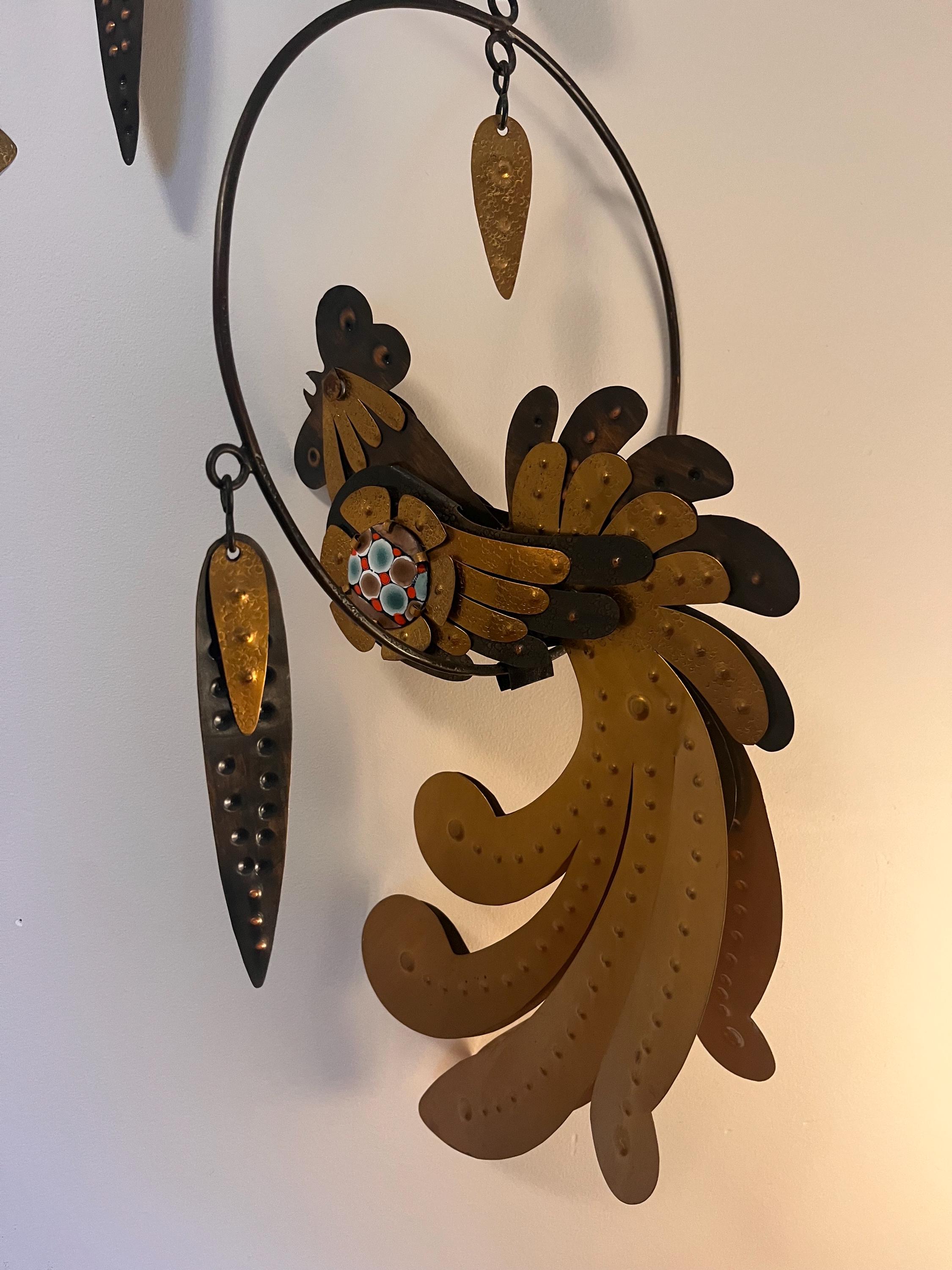 ホビー・楽器・アート nasco Cesar Vasquez Copper & Brass Rooster Mobile: Mid-century Modern