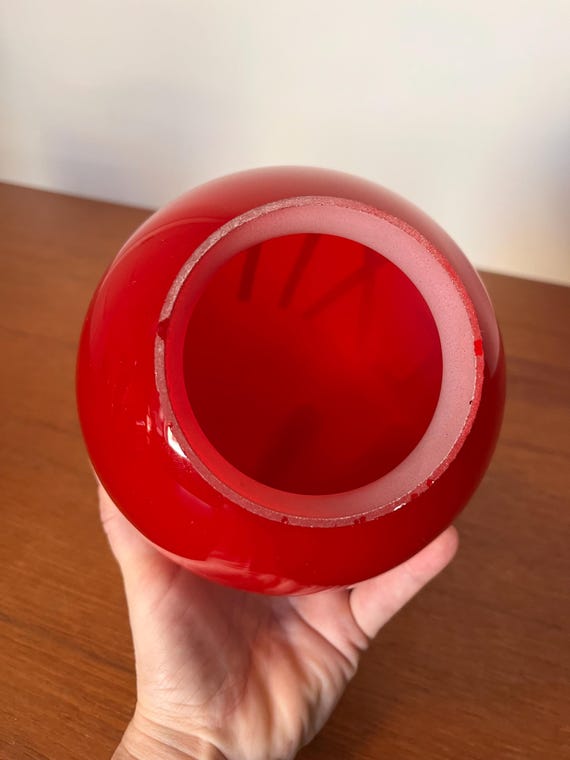 Vintage Red Glass EXIT Globe- Antique EXIT Sign - Sphere Shaped