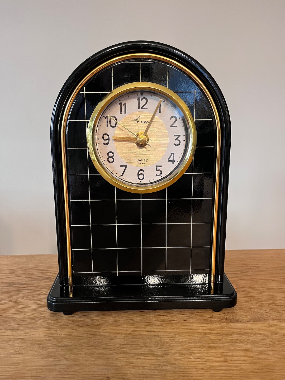 Vintage Mid Century Mantle Clock Made in Japan Black Etsy