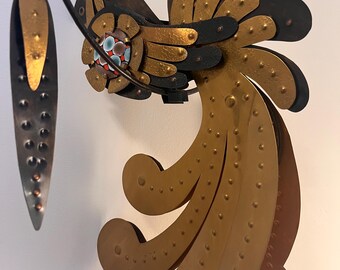 Cesar Vasquez Copper & Brass Rooster Mobile: Mid-century Modern