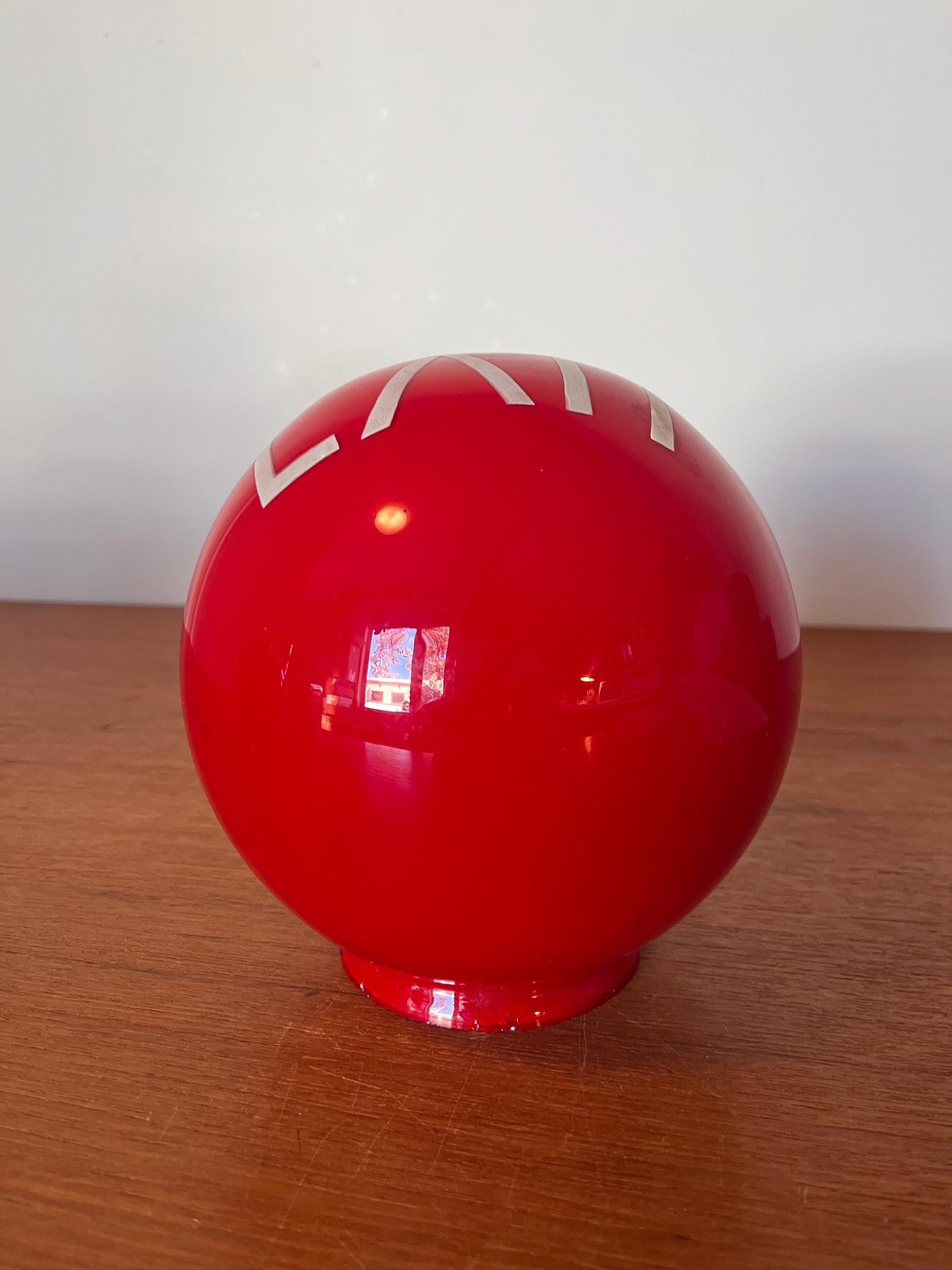 Vintage Red Glass EXIT Globe- Antique EXIT Sign - Sphere Shaped