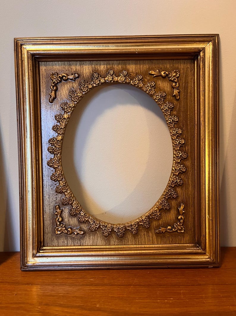 Baroque Rococo Rectangular Wood Frames W Gold Finish - Oval Opening ...