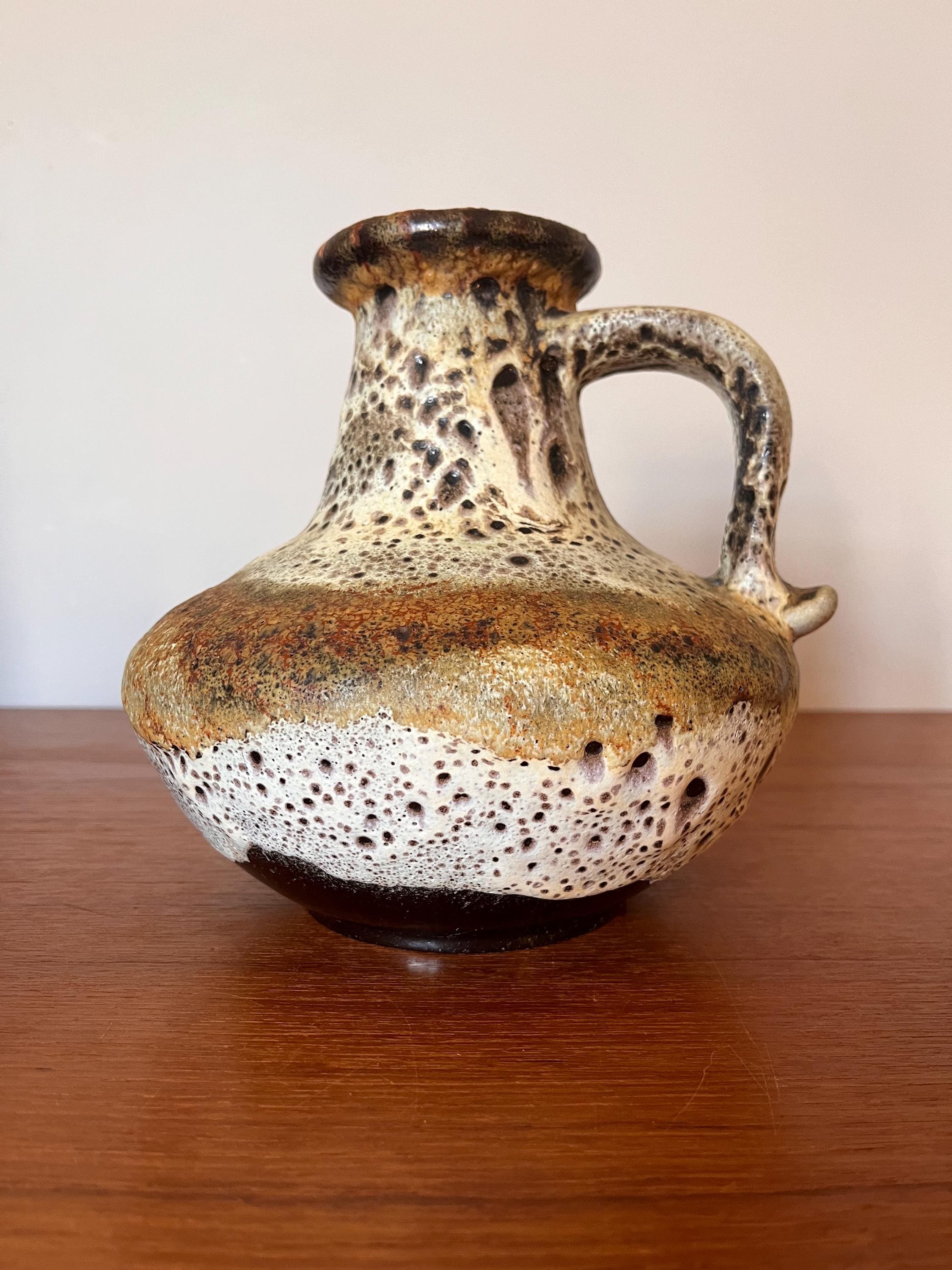 Vintage Ruscha Pottery Vase: West German Fat Lava Glaze, Mid