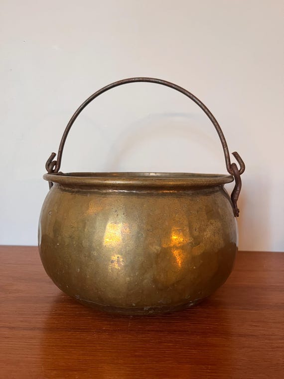 ANCIEN PETIT CHAUDRON CUIVRE ANSE FER Forgé SORTI De GRANGE DECO Cheminee D Imgx500 9271