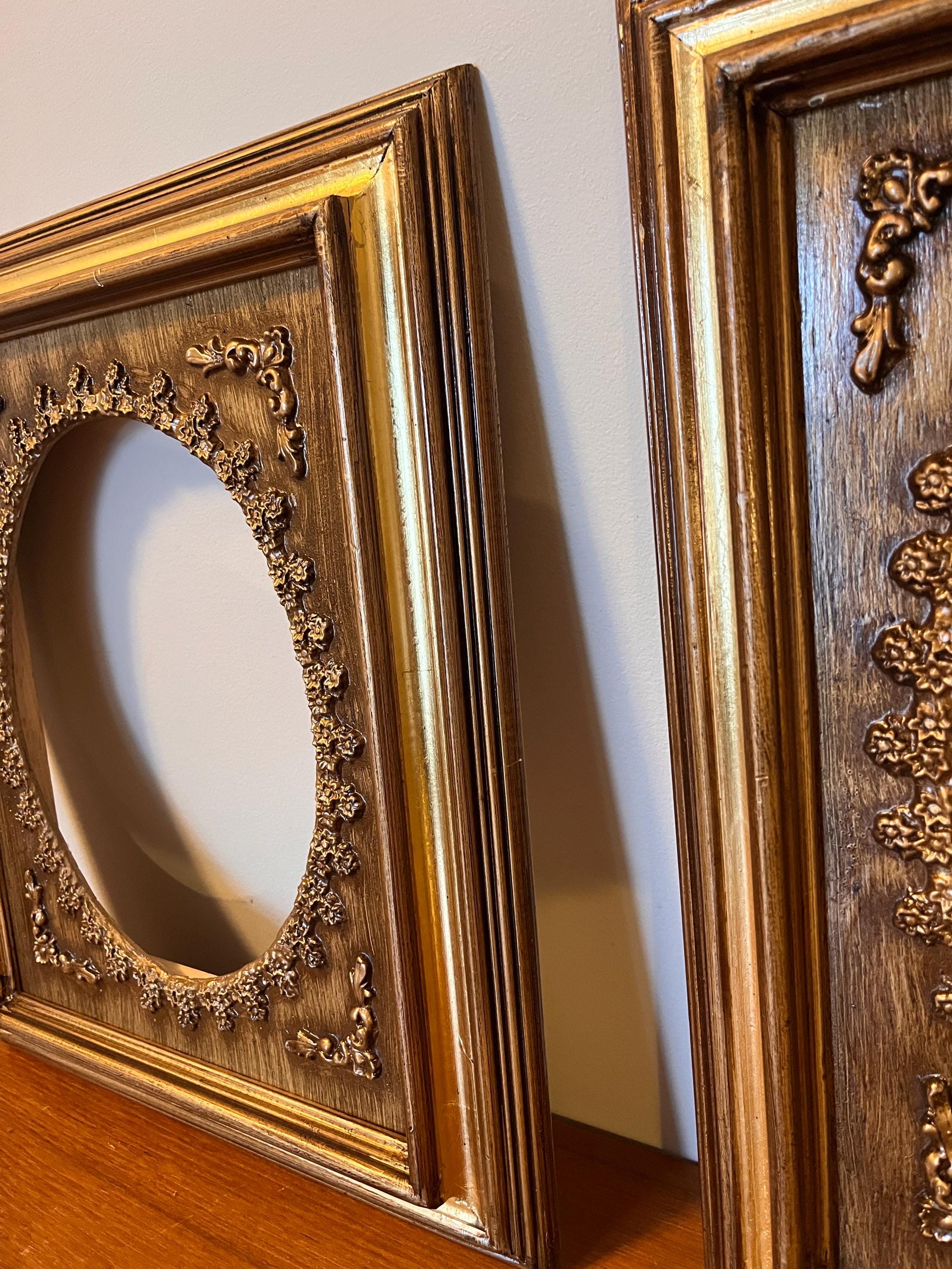 Baroque Rococo Rectangular Wood Frames W Gold Finish - Oval Opening ...