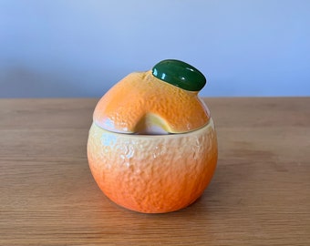 Vintage Orange Marmalade Pot, Quirky, Orange Shaped, Majolica Style