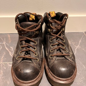 Vintage Dr Martens Air Wair Boots w Bouncing Souls  -  Brown Leather - Men's Size 5 Women's Size 7 -  Made in England