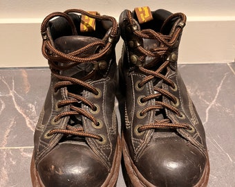 Vintage Dr Martens Air Wair Boots w Bouncing Souls  -  Brown Leather - Men's Size 5 Women's Size 7 -  Made in England