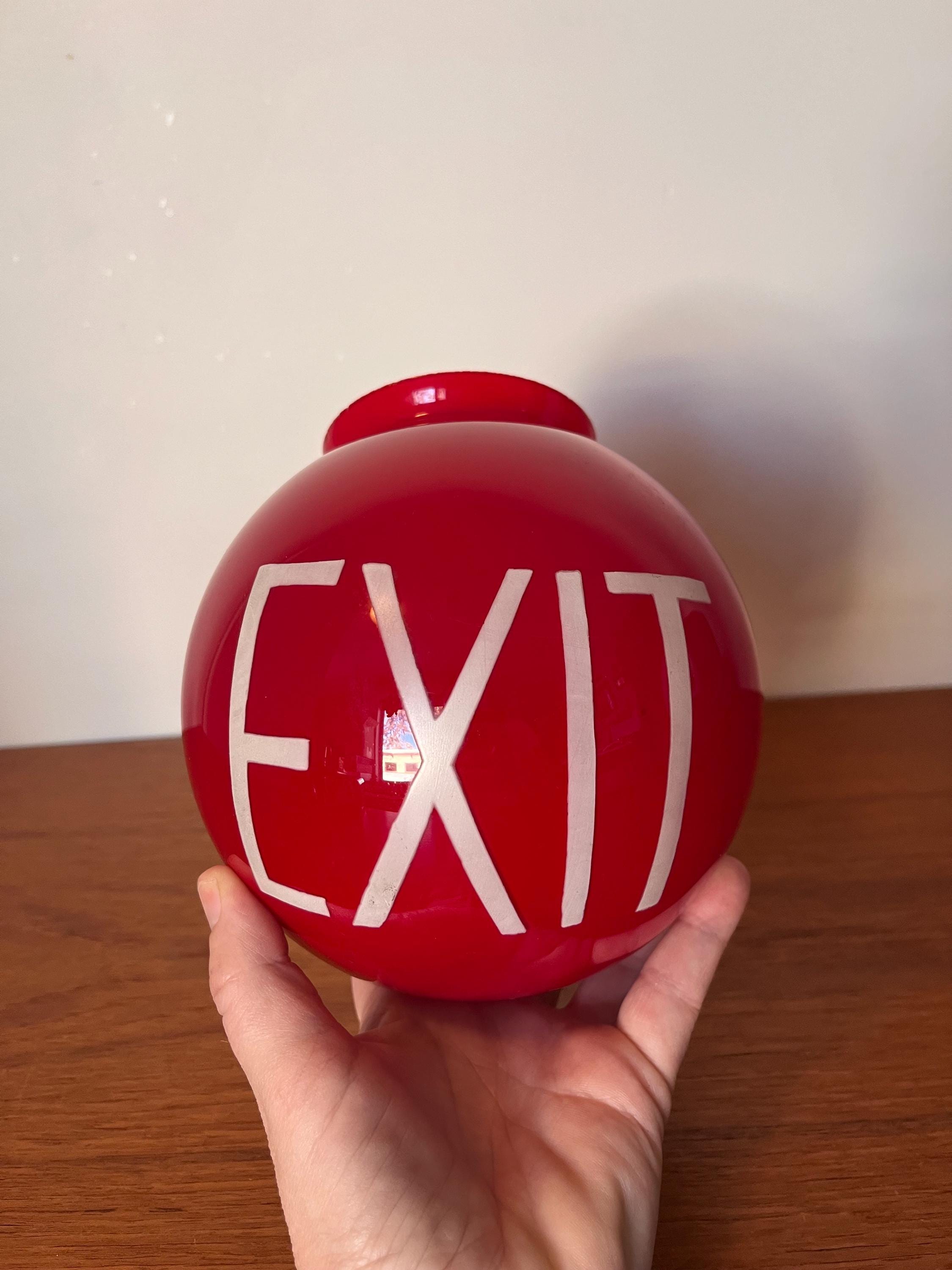 シーリングライト・天井照明 Rare! 30s VTG EXIT Red Glass Light globe Vintage Red Glass EXIT Globe- Antique EXIT Sign - Sphere Shaped