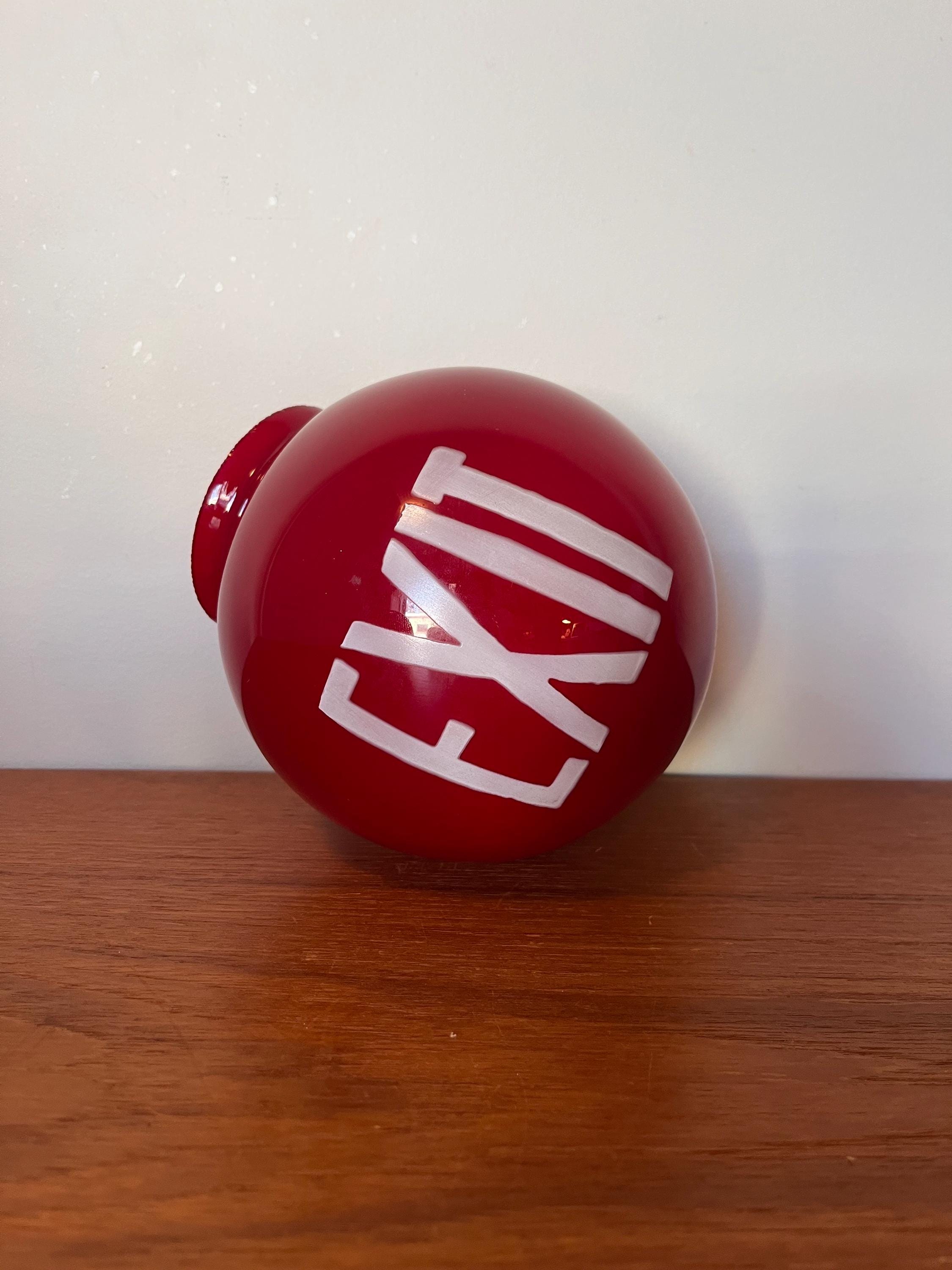 Vintage Red Glass EXIT Globe- Antique EXIT Sign - Sphere Shaped