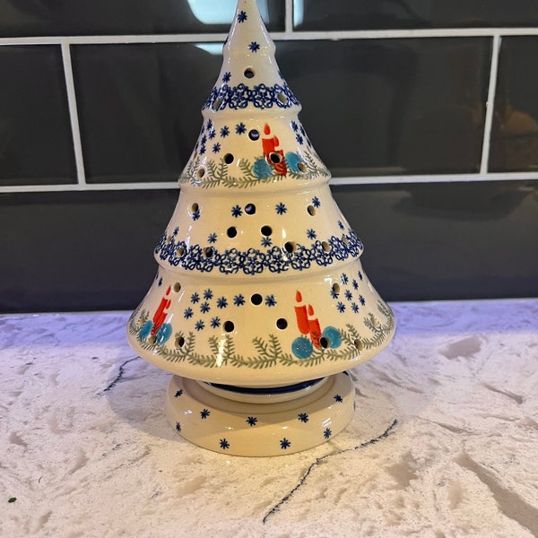 Polish Pottery - Ceramic Christmas Tree - Wella Boleslawiec Christmas Tree - Luminary Tree - Candle Lit Tree