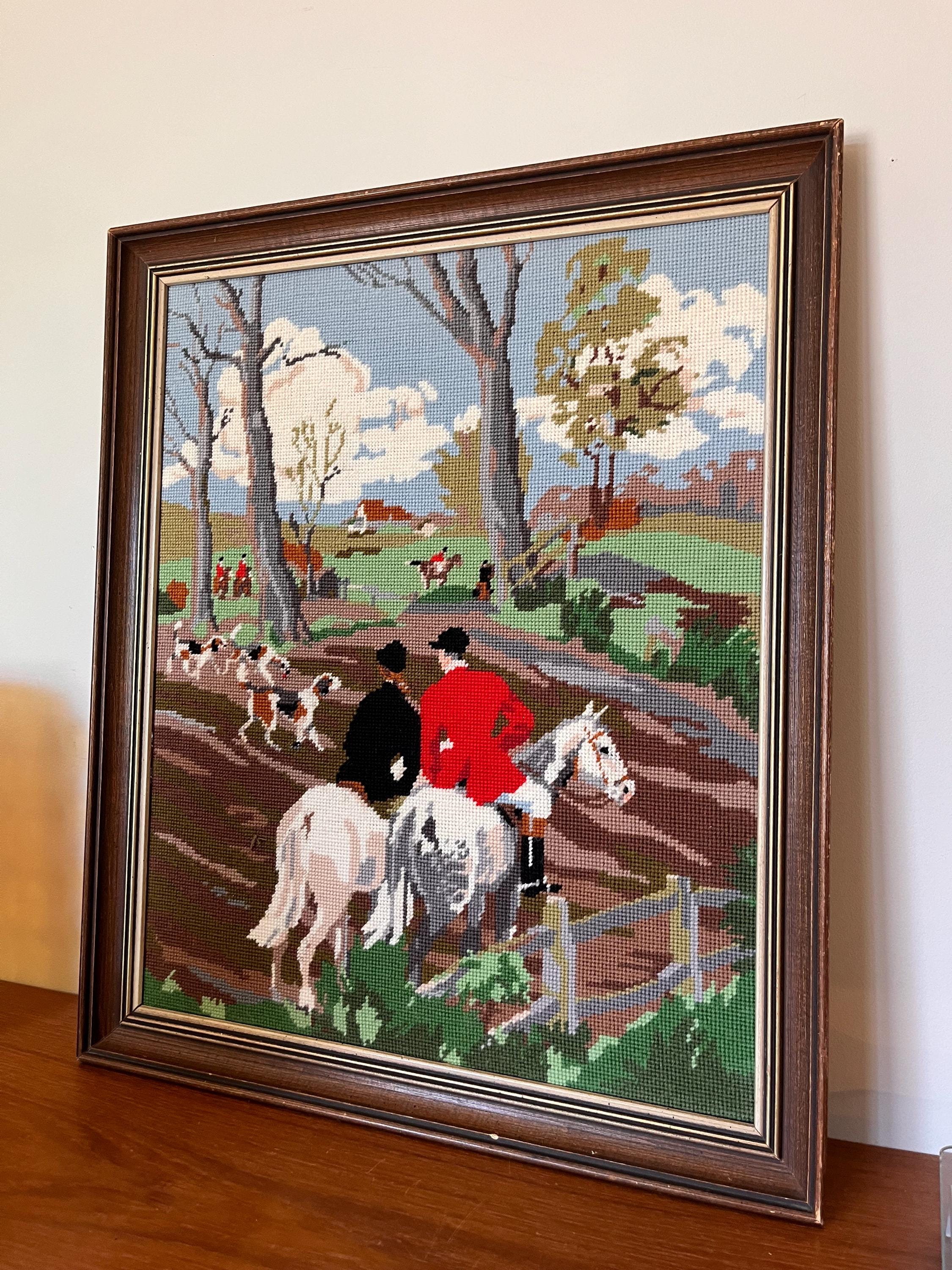 ひ*ん様 英国ヴィンテージ FOX FRAMES ｘ CROCKER.WILSO Vintage Framed Needlepoint Tapestry: English Fox Hunt Scene - Etsy